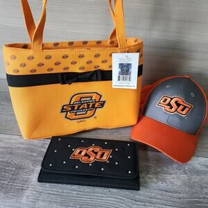 NCAA Oklahoma State University Cowboys College Fan Bundle Lot Purse Wallet Hat